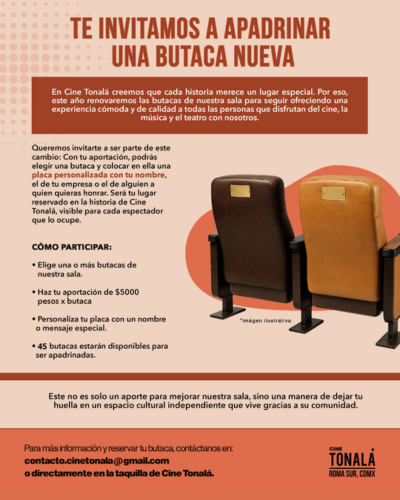 TE INVITAMOS A APADRINAR UNA BUTACA NUEVA